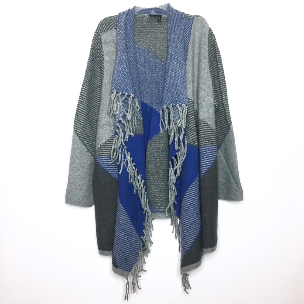 Rafaella Colorblock Fringe Open Front Cardigan 3x - image 1